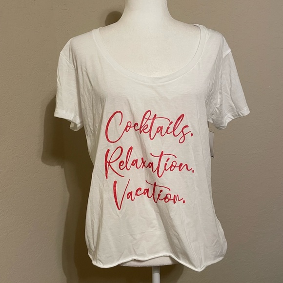 Cocktails, Relaxation, Vacation Tee - NWT -size XL; runs small -mannequin size 6 - Picture 1 of 6